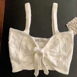 Knit Sweater Crop Tank Tie Front Bralette​​​​​​​​